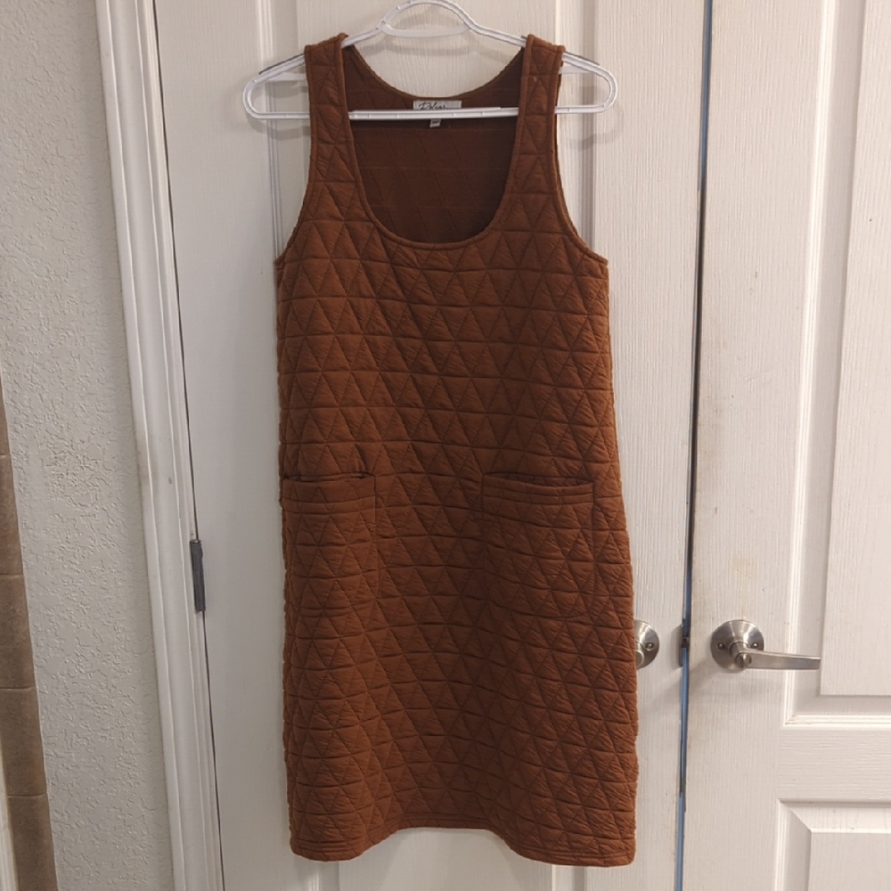 Polagram Burnt Orange Sleeveless Sheath Dress Scoop Neck